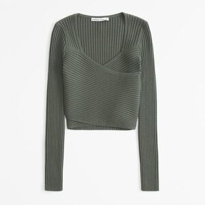 Abercrombie & Fitch Olive V-Neck Sweater